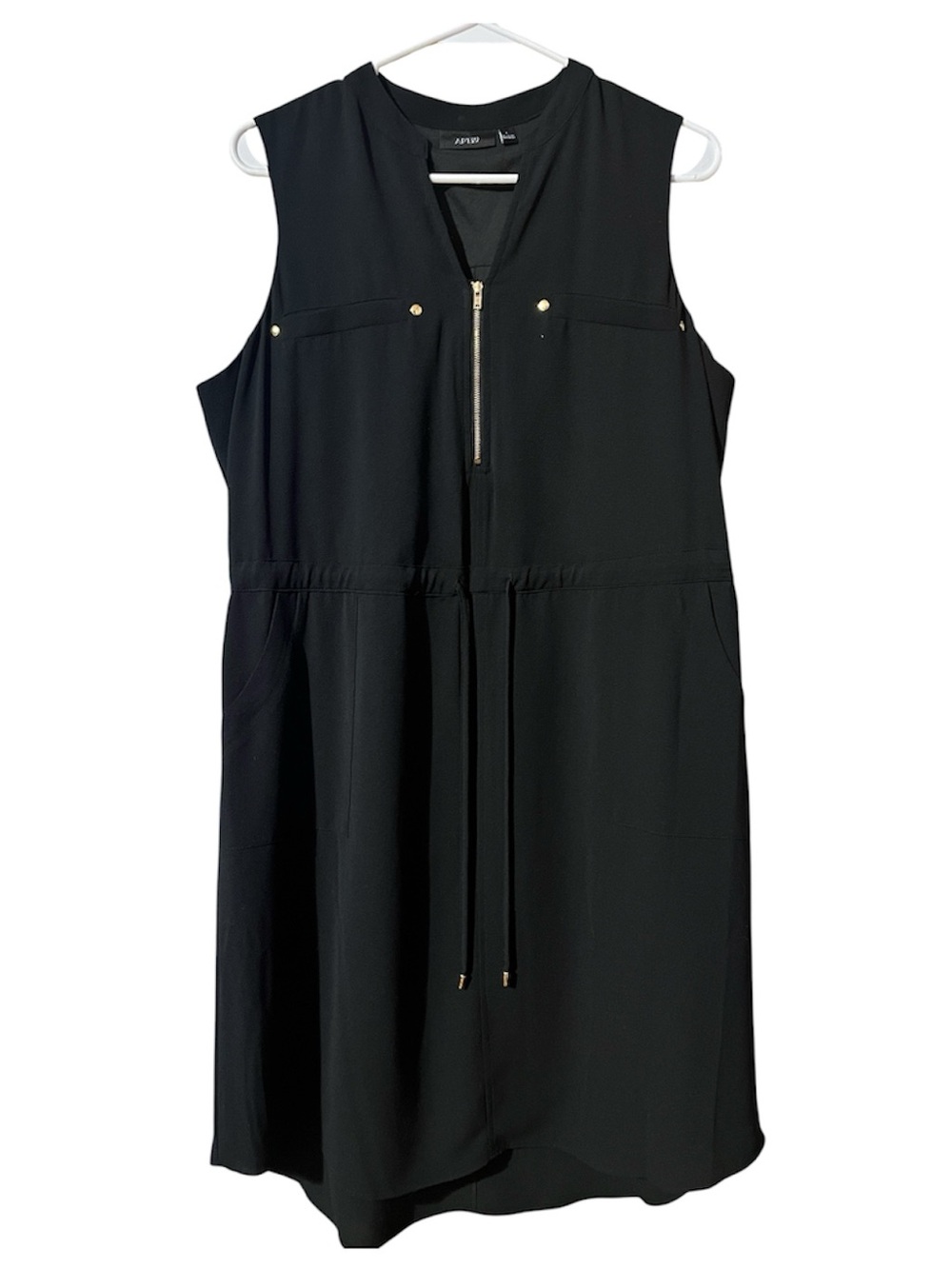 Apt. 9 Black Sleeveless Midi Dress with Gold detailing